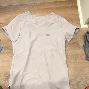 Figs Light Gray V-Neck Scrub Top